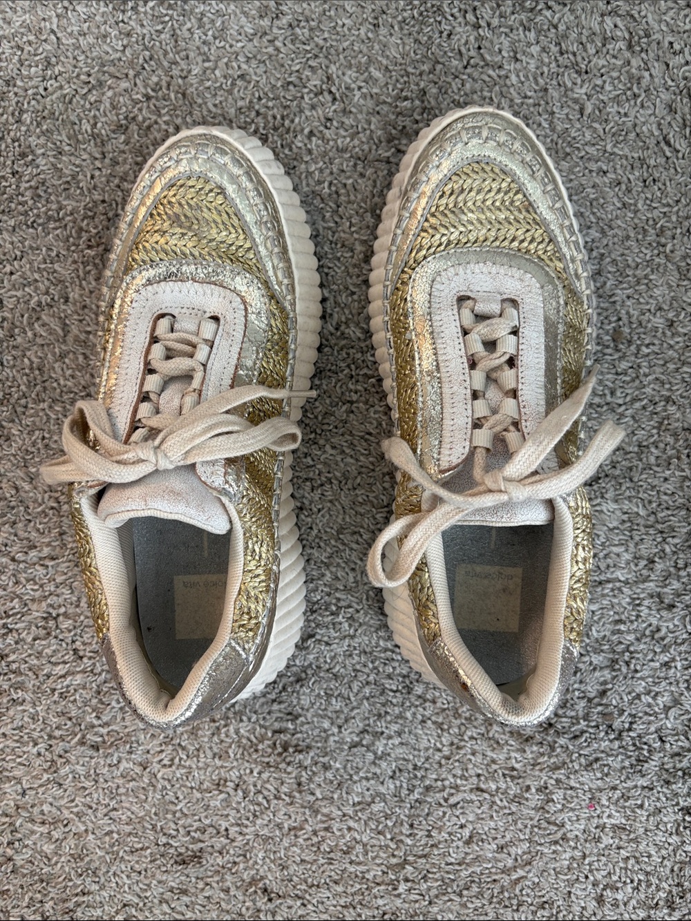 Woman’s Gold and Cream Fashion Sneakers
